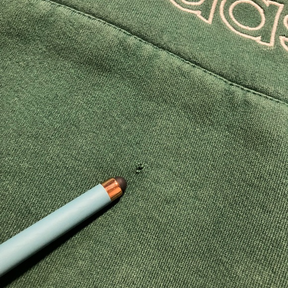 90s Adidas faded and distressed made in USA green hoodie sweater men’s XL VTG. - Picture 6 of 16